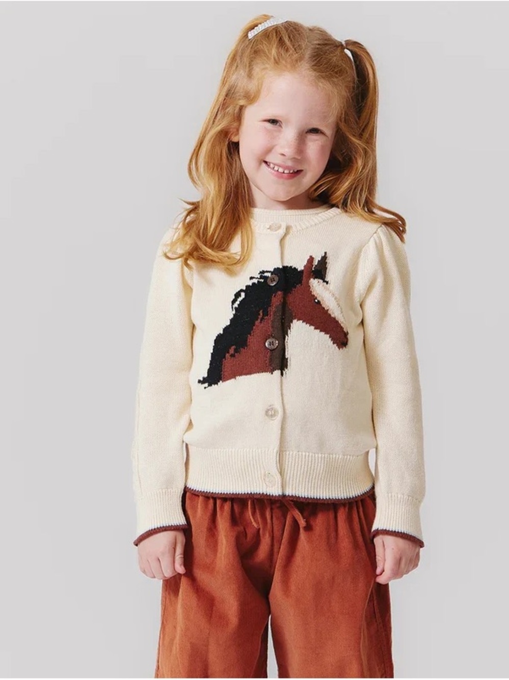 Pink Chicken Kids Constance Wild Horse Cable Knit‎ Cardigan Sweater Size 7 Years